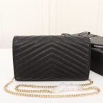 Saint Laurent Cassandre Matelassé Chain Wallet In Grain De Poudre Embossed Black Gold 22Cm 377828BOW011000 - Image 4