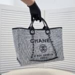 Chanel Large Deauville Tote Bag Bicolor Gray 40Cm - Image 5