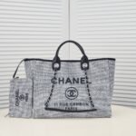 Chanel Large Deauville Tote Bag Bicolor Gray 40Cm - Image 2