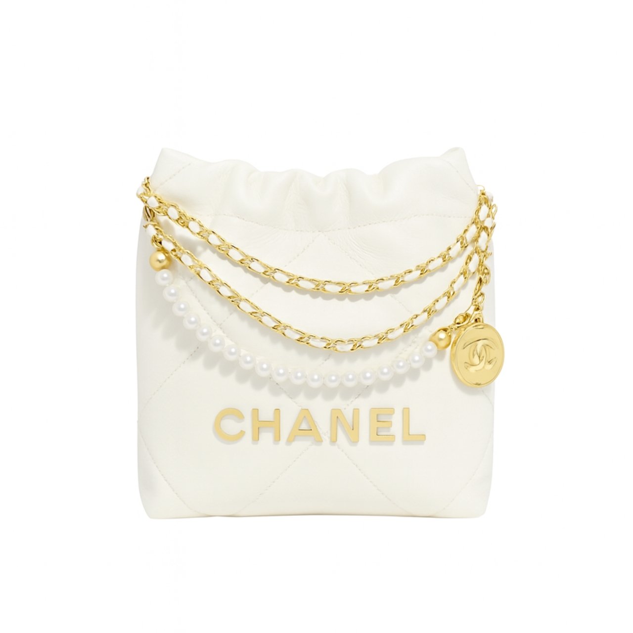 Thumbnail-16-1 Chanel 22 Mini Handbag Crystal Pearls White 22Cm AS3980 - Image 1