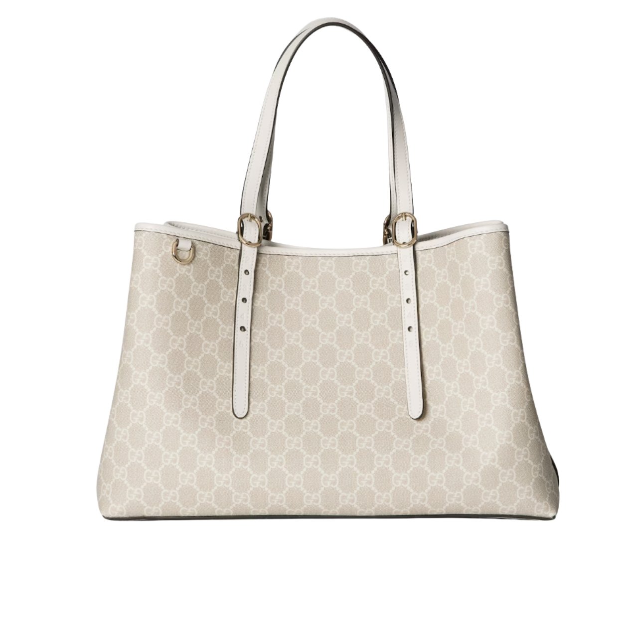 vel-50 Gucci GG Emblem Large Tote Bag Beige And White GG Monogram Coated Fabric 38Cm 815213 FAD6L 9641 - Image 1